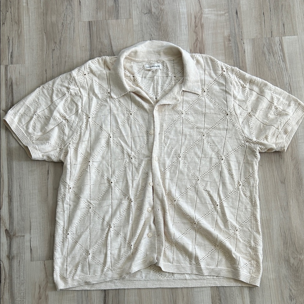 Lucky Brand Beige Textured Button Down Shirt